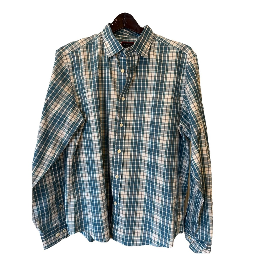 UNTUCKit Men's Blue, Checked, Long Sleeve, Cotton, Large - Picture 1 of 10